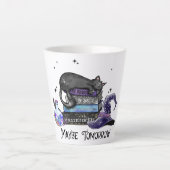 Lazy Black Cat, Halloween Cat | Für Bookworm Milchtasse (Vorderseite)