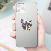 Lazy Black Cat im Spider Web mit Liebe Aufkleber (Telefon)