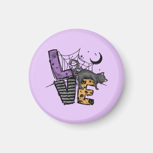 Lazy Black Cat im Spider Web mit Liebe Magnet (Vorne)