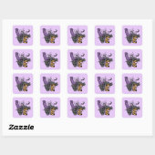 Lazy Black Cat im Spider Web mit Liebe Quadratischer Aufkleber (Blatt)