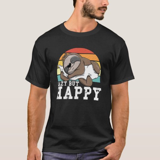 Lazy But Happy Fault Spruch Sweet Sleeping Sloth 2 T-Shirt (Vorderseite)