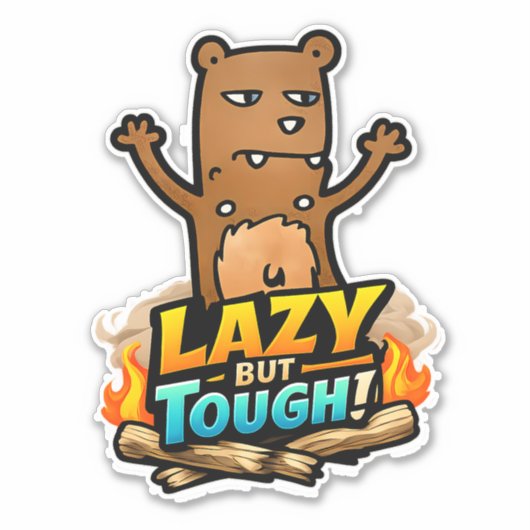 🦥🔥 "Lazy But Tough" Sloth Sticker 🛹💪 (Vorderseite)