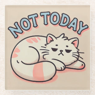 Lazy Cartoon Cat Glasuntersetzer
