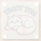 Lazy Cartoon Cat Glasuntersetzer (Rückseite)