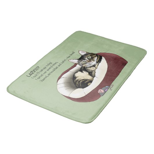 Lazy Cat Bed Green Fiunny Badematte (Schrägansicht)