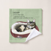 Lazy Cat Bed Green Funny Badhandtuch Set (Waschlappen)