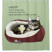 Lazy Cat Bed Green Funny Duschvorhang (Vorderseite)