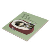 Lazy Cat Bed Green Funny Fliese (Seite)