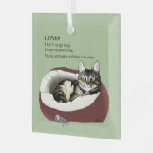 Lazy Cat Bed Green Funny Ornament Aus Glas (Vorderseite links)