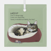 Lazy Cat Bed Green Funny Ornament Aus Glas (Vorderseite)