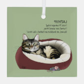 Lazy Cat Bed Green Funny Ornament Aus Glas (Rückseite)