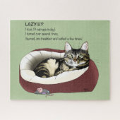 Lazy Cat Bed Green Funny Puzzle (Horizontal)
