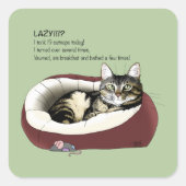 Lazy Cat Bed Green Funny Quadratischer Aufkleber (Vorderseite)