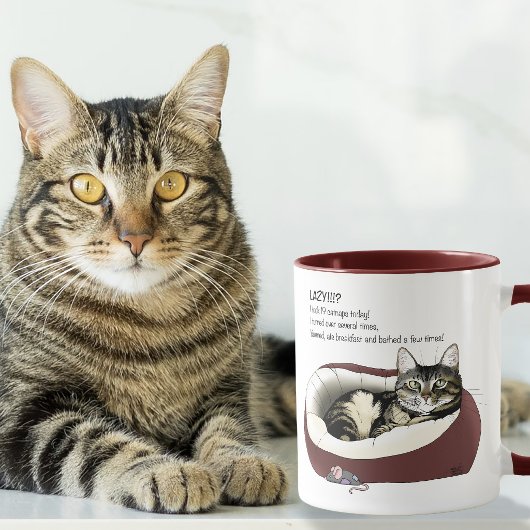 Lazy Cat Bed Green Funny Tasse