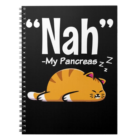 Lazy Cat Funny Pankreas T1D Diabetes Notizblock (Vorderseite)