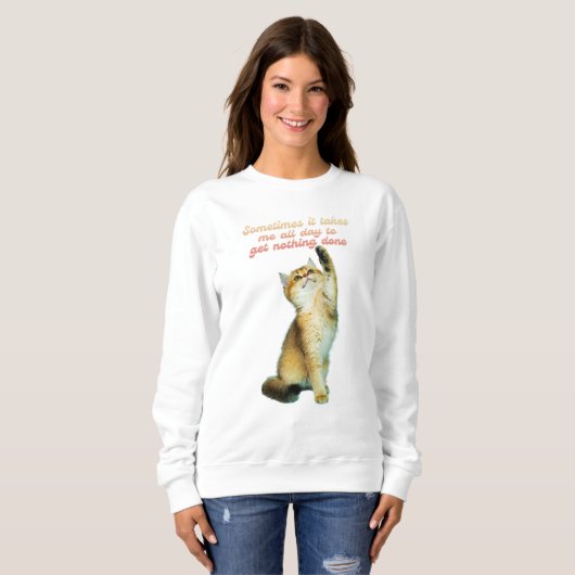 Lazy Cat Lover Funny Niedlich Cat Sweatshirt (Vorne ganz)