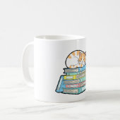 Lazy Cat on Books – Cute Cozy Illustration Kaffeetasse (Vorderseite Links)