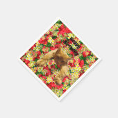 Lazy Cat on Rose, Birthday Paper Napkins Serviette (Ecke)