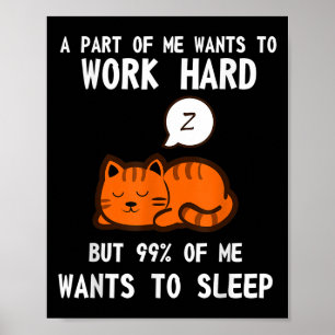 Lazy Cat Sleeping Müred Work Motivation Poster