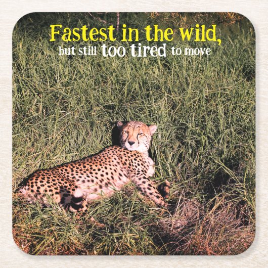 Lazy cheetah Foto Rechteckiger Pappuntersetzer (Vorderseite)