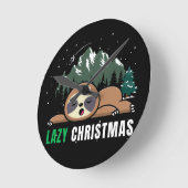 Lazy Christmas Sloth Funny Runde Wanduhr (Winkel)