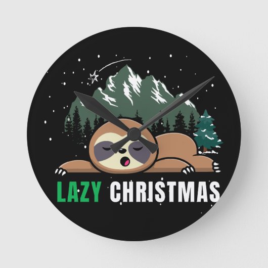 Lazy Christmas Sloth Funny Runde Wanduhr (Vorderseite)