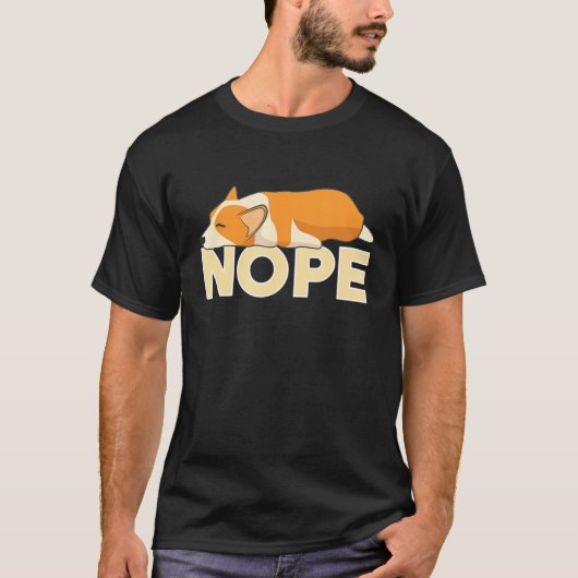 Lazy Corgi Dog Nope T-Shirt (Vorderseite)