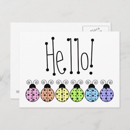 Lazy Daisy Ladybug Postcard Postkarte (Vorne/Hinten)