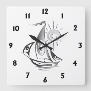 Lazy Day Sailing Quadratische Wanduhr