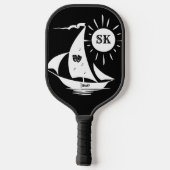 Lazy Day Segelboot Individuelle Name und Monogram Pickleball Schläger (Rückseite)