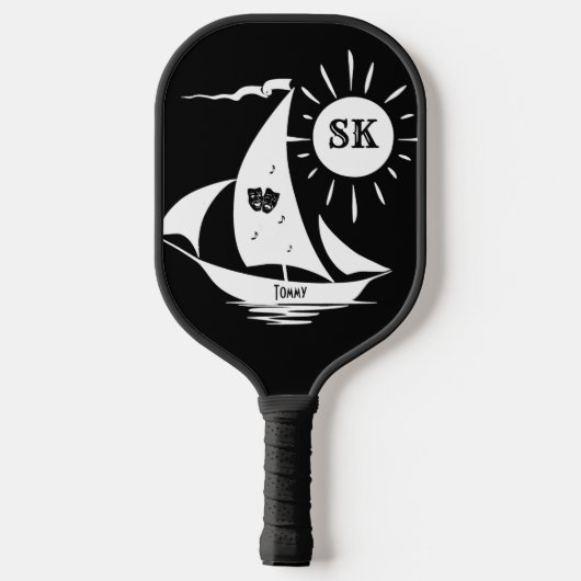 Lazy Day Segelboot Individuelle Name und Monogram Pickleball Schläger (Rückseite)