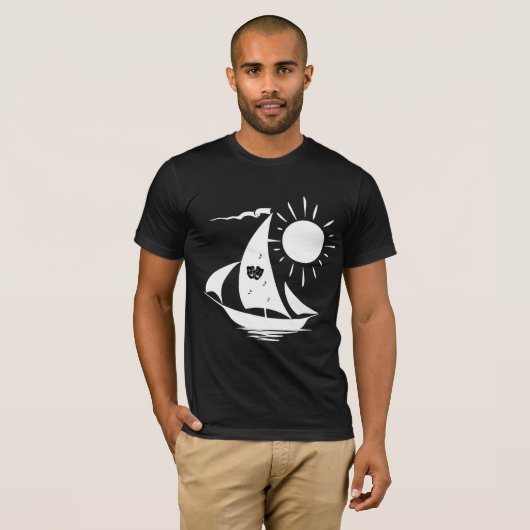 Lazy Day Segeltheater Musik Weißes Segelboot T-Shirt (Vorne ganz)