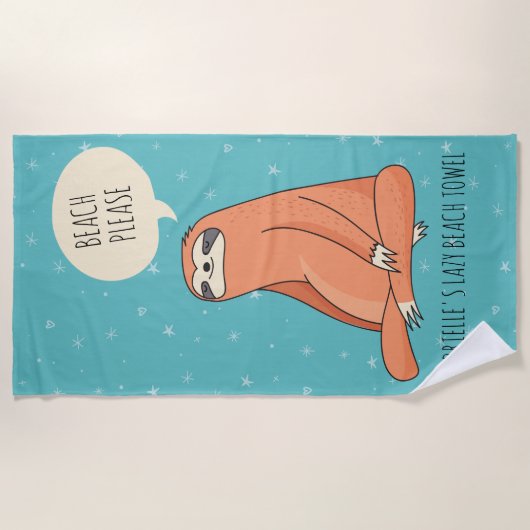 Lazy Day Sloth Beach Handtuch (Vorderseite)