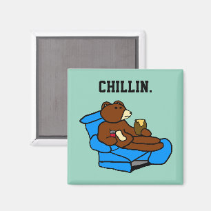 Lazy Easy Chair Bär, Funny Chillin’ Vater Cartoon Magnet