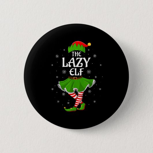 Lazy Elf Christmas Family Girls Elf Squad Xm Button (Vorderseite)