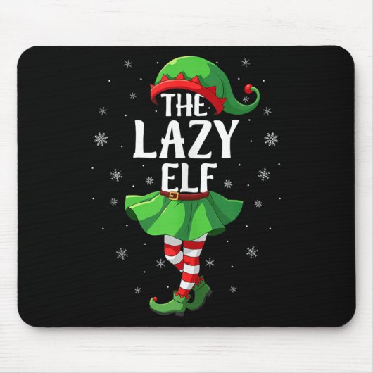 Lazy Elf Christmas Girls Women Elf Squad Xmas Fami Mousepad (Vorne)