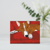 Lazy English Bull Terrier Dog Breed Illustration Postkarte (Stehend Vorderseite)