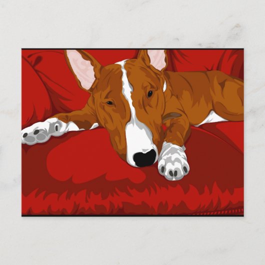 Lazy English Bull Terrier Dog Breed Illustration Postkarte (Vorderseite)