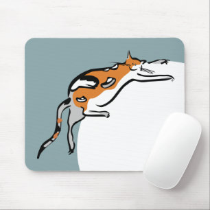 Lazy Fat Tricolor Funny Cat Mousepad