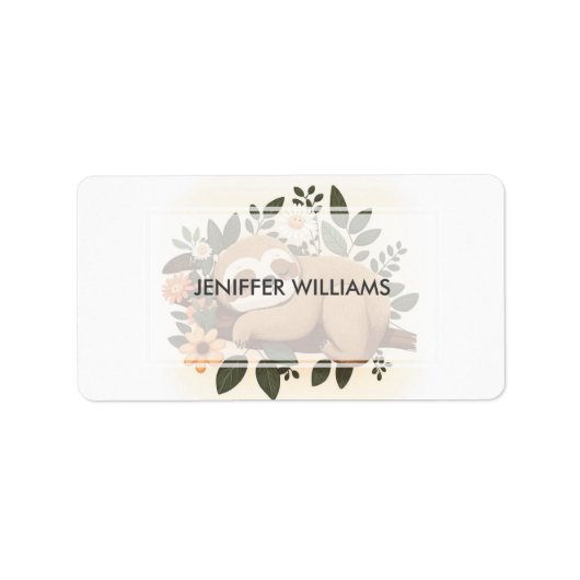 Lazy Faultier auf einem Ast-Cartoon Adressaufkleber (Vorne)