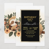 Lazy Faultier auf einem Ast-Cartoon Einladung (Vorne/Hinten)