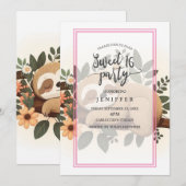 Lazy Faultier auf einem Ast-Cartoon Einladung (Vorne/Hinten)