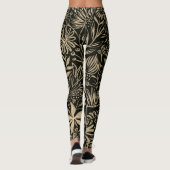 Lazy floral Muster in Gold auf schwarz Leggings (Rückseite)