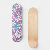 Lazy Floral Pattern auf Weiß Skateboard (Vorderseite)