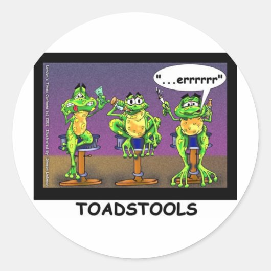 Lazy Frogs alias Toadstools Funny Gifts & T-Shirts Runder Aufkleber (Vorderseite)