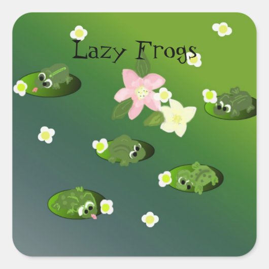 Lazy Frogs on Pond Quadratischer Aufkleber (Vorderseite)