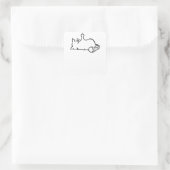 Lazy Funny Cat Showing Stinky Finger - Geschenk Quadratischer Aufkleber (Tasche)