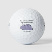Lazy Funny Hippo I'll conquer the whole world Golfball (Vorderseite)