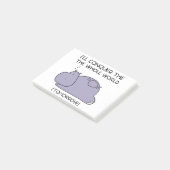 Lazy Funny Hippo I'll conquer the whole world Post-it Klebezettel (angewinkelt)