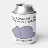 Lazy Funny Hippo werde ich die ganze Welt erobern Dosenkühler (Kanne Vorderseite)